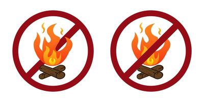 brand vreugdevuur verbod verbieden icoon. niet toegestaan camping vreugdevuur. vector