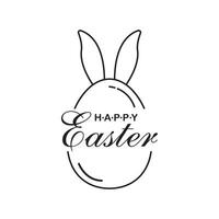 Pasen. etiket insigne embleem van gelukkig Pasen lineair belettering en ei met konijn oren. vector grafiek