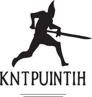 minimalistische zwart ridder rennen glad lijn mengen logo vector