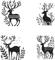 een logo van een dier en boom takken ontworpen vector