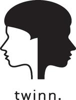 silhouet tweeling zus is een een kader hoofd logo vector