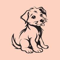 hond puppy zwart en wit vector kunst, pictogrammen, en grafiek