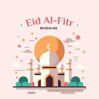 vlak illustratie van Islamitisch moskee eid viering met maan ornament vector