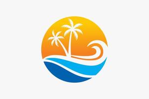strand logo en zomer logo sjabloon vector illustratie, sjabloon voor logo Aan de thema van toerisme met een palm bomen.