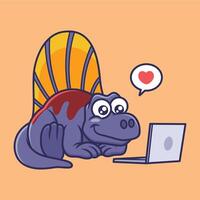 schattig dinosaurus dimetrodon karakter tekenfilm vector illustratie