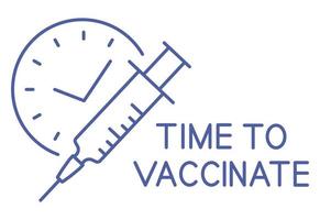 spuit met timer. vaccinatie schema lijn icoon. tijd om te vaccineren. immunisatie concept. gezondheidszorg en bescherming. stop pandemisch coronavirus. antiviraal medisch concept vector