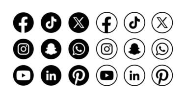 reeks van sociaal media pictogrammen. populair sociaal media logo verzameling. vector