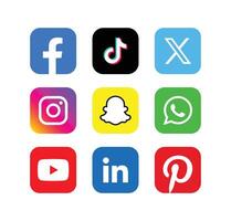 reeks van sociaal media pictogrammen. populair sociaal media logo verzameling. vector