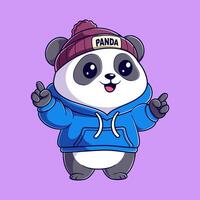 schattig panda vervelend een blauw capuchon vector