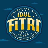 vector illustratie van gelukkig idul fitri groet kaart banier poster sjabloon - selamat hari raya idul fitri