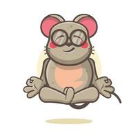 kalmte muis dier karakter mascotte met yoga meditatie houding geïsoleerd tekenfilm vector