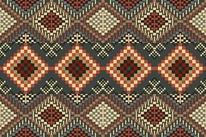 Navajo tribal vector naadloos patroon. inheems Amerikaans ornament. etnisch zuiden western decor stijl. boho meetkundig ornament. pixel naadloos patroon. Mexicaans deken, tapijt. geweven tapijt illustratie.