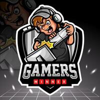 gamers mascotte. esport logo ontwerp vector