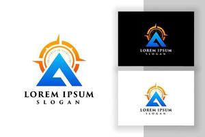 avontuur logo ontwerp. kompas pictogram symbool met letter a vector