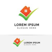 huis logo sjabloon met vinkje. logo voor makelaar. controleer symboolontwerpen voor thuispictogram vector