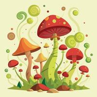 fantasie Woud champignons. vector illustratie in vlak tekenfilm