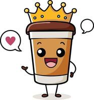 koffie kop met kroon en toespraak bubbel sticker illustratie vector
