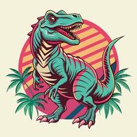 tyrannosaurus rex dinosaurus met palm bomen. vector illustratie