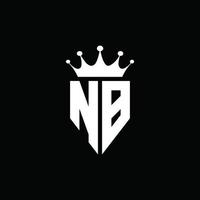 nb logo monogram embleem stijl met kroonvorm ontwerpsjabloon vector