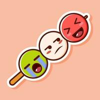 schattige dango-sticker vector