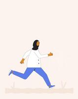 loper. joggers. jong vrouw in hijab rennen. vector