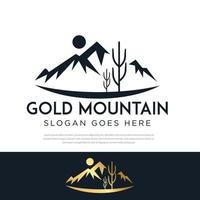 gouden logo berg. vectorillustraties. platte afbeelding van bergen.logo of embleem voor reizen logo vector