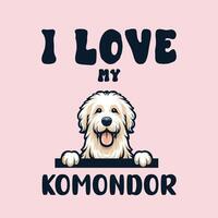 ik liefde mijn komondor hond t-shirt ontwerp vector