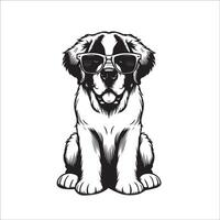 ai gegenereerd heilige Bernard hond vervelend zonnebril illustratie vector