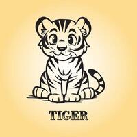 ai gegenereerd tijger is een zittend vector illustratie in zwart en wit