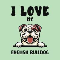 ik liefde mijn Engels bulldog hond t-shirt ontwerp vector