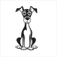 ai gegenereerd een vector illustratie van een zwart en wit dobermann hond zittend