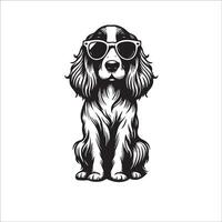 ai gegenereerd zwart en wit Engels springer spaniel hond vervelend zonnebril illustratie vector
