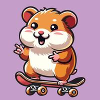 ai gegenereerd hamster rijden skateboard vector illustratie