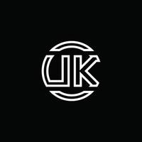 uk logo monogram met negatieve ruimte cirkel afgeronde ontwerpsjabloon vector