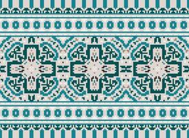 pixel traditioneel etnisch patroon paisley bloem ikat achtergrond abstract aztec Afrikaanse Indonesisch Indisch naadloos patroon voor kleding stof afdrukken kleding jurk tapijt gordijnen en sarong vector