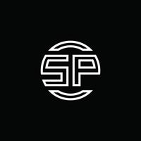 sp logo monogram met negatieve ruimte cirkel afgeronde ontwerpsjabloon vector