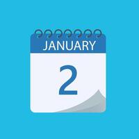 2 januari kalender vector