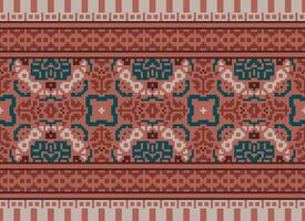 natuur jaargangen kruis steek traditioneel etnisch patroon paisley bloem ikat achtergrond abstract aztec Afrikaanse Indonesisch Indisch naadloos patroon voor kleding stof afdrukken kleding jurk tapijt gordijnen en sarong vector