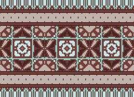 pixel traditioneel etnisch patroon paisley bloem ikat achtergrond abstract aztec Afrikaanse Indonesisch Indisch naadloos patroon voor kleding stof afdrukken kleding jurk tapijt gordijnen en sarong vector