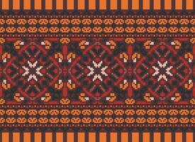 kruis steek borduurwerk. etnisch patronen. inheems stijl. traditioneel ontwerp voor textuur, textiel, kleding stof, kleding, breigoed, afdrukken. meetkundig pixel horizontaal naadloos vector. vector
