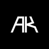 ak logo abstract monogram geïsoleerd op zwarte achtergrond vector