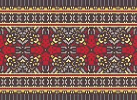 kruis steek borduurwerk. etnisch patronen. inheems stijl. traditioneel ontwerp voor textuur, textiel, kleding stof, kleding, breigoed, afdrukken. meetkundig pixel horizontaal naadloos vector. vector