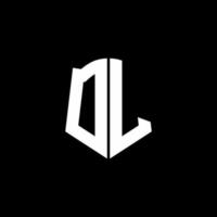 dl monogram brief logo lint met schild stijl geïsoleerd op zwarte achtergrond vector