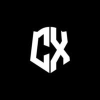 cx monogram brief logo lint met schild stijl geïsoleerd op zwarte achtergrond vector