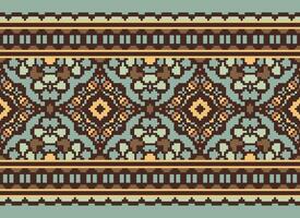 natuur jaargangen kruis steek traditioneel etnisch patroon paisley bloem ikat achtergrond abstract aztec Afrikaanse Indonesisch Indisch naadloos patroon voor kleding stof afdrukken kleding jurk tapijt gordijnen en sarong vector