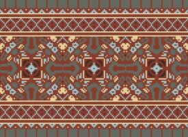 pixel traditioneel etnisch patroon paisley bloem ikat achtergrond abstract aztec Afrikaanse Indonesisch Indisch naadloos patroon voor kleding stof afdrukken kleding jurk tapijt gordijnen en sarong vector