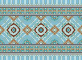 pixel traditioneel etnisch patroon paisley bloem ikat achtergrond abstract aztec Afrikaanse Indonesisch Indisch naadloos patroon voor kleding stof afdrukken kleding jurk tapijt gordijnen en sarong vector