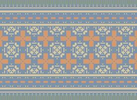 een bloemen pixel kunst patroon Aan grijs achtergrond.geometrisch etnisch oosters borduurwerk vector illustratie. pixel stijl, abstract achtergrond, kruis steek.ontwerp voor textuur, kleding stof, lap, sjaal, afdrukken