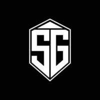 sg logo monogram met embleemvorm combinatie tringle op bovenste ontwerpsjabloon vector