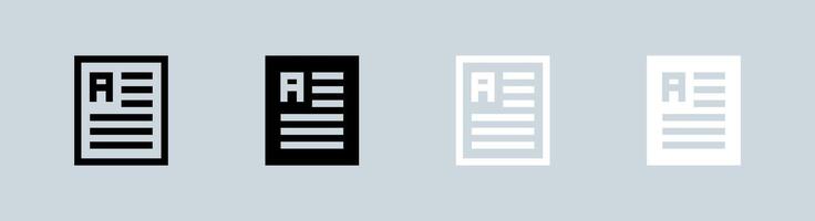 Lidwoord icoon reeks in zwart en wit. blog tekens vector illustratie.